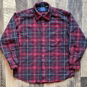 Pendleton Vintage Plaid Wool Button-Up Shirt Red XL